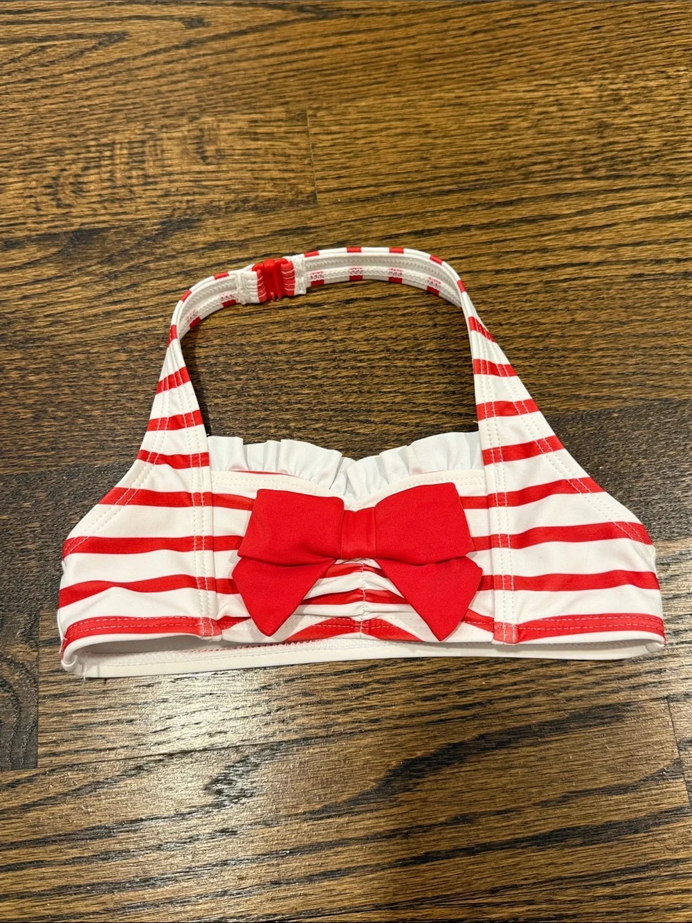 Janie and Jack Red and White Striped Two-Piece Swim Set with Bow